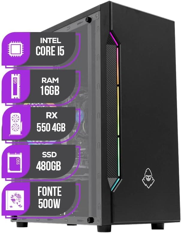 PC Gamer Mancer, Intel i5, RX 550 4GB, 16GB De RAM, SSD 480GB, 500W 80 Plus | Melhor Preço na Amazon