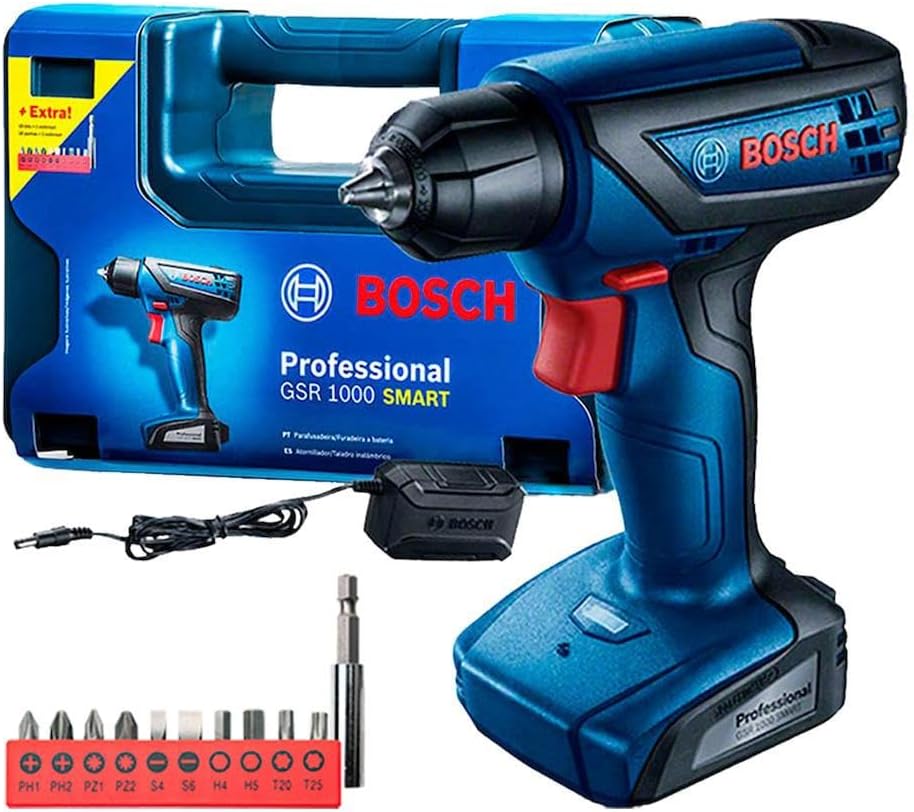 Furadeira Parafusadeira Bosch GSR 1000 Smart, Com Acessrios, 12 Volts | Melhor Preço na Amazon